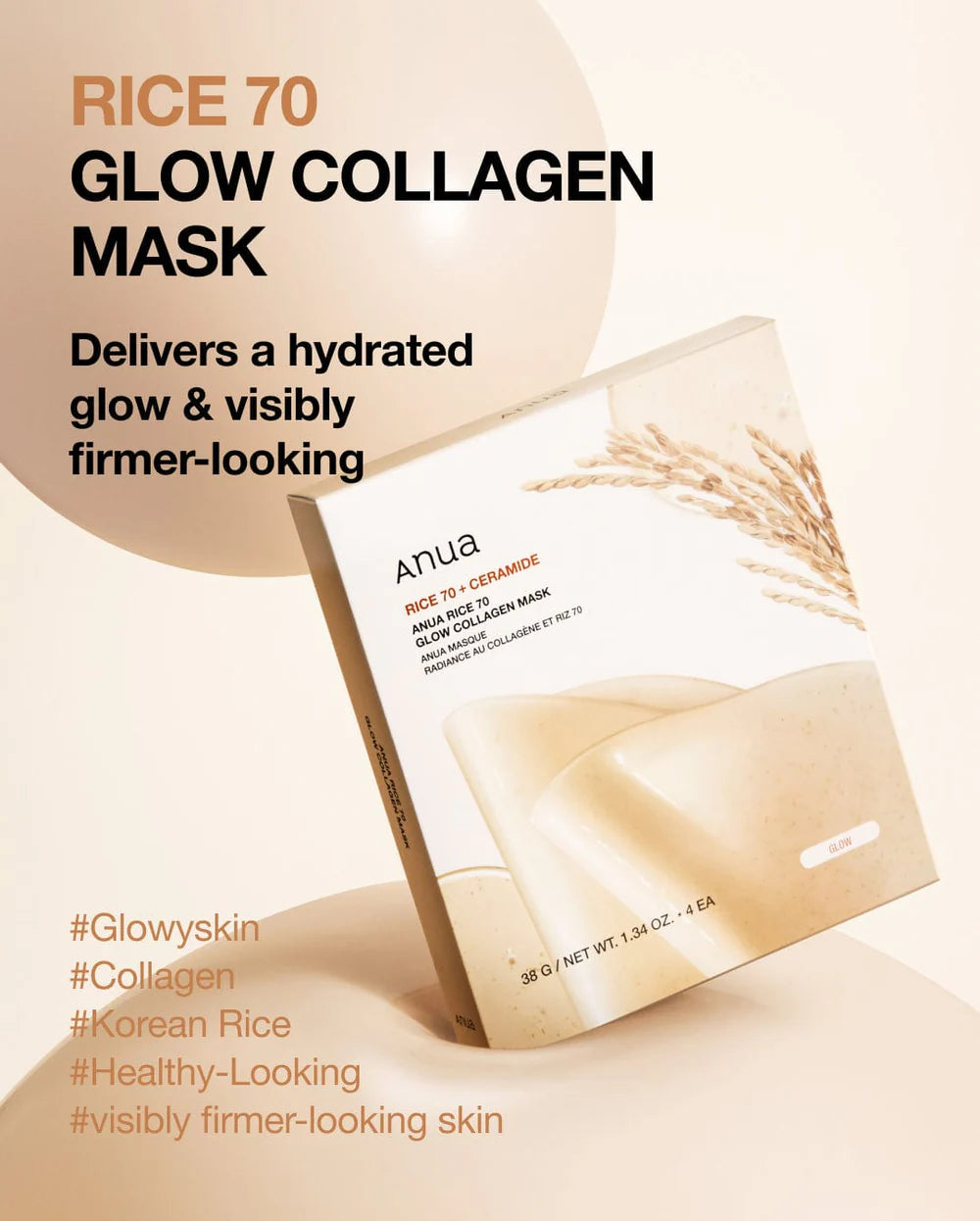 Anua Collagen Mask - Rice 70 + Ceramide Glow